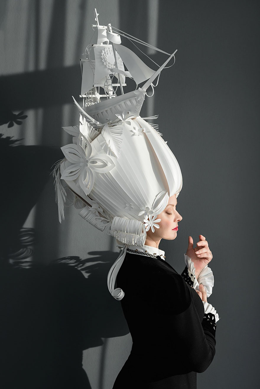 Russian Artist Creates Intricate Baroque Wigs From Paper