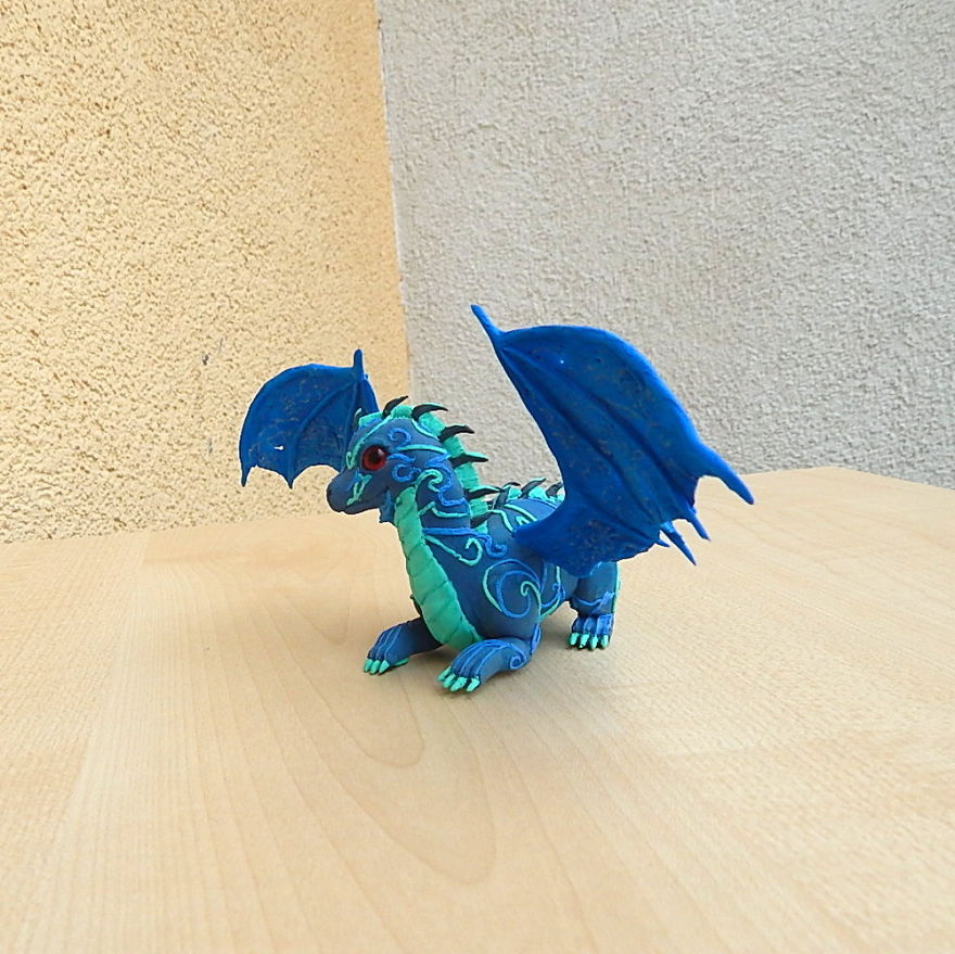 Blue Dragon Figurine, Dragon Sculpture