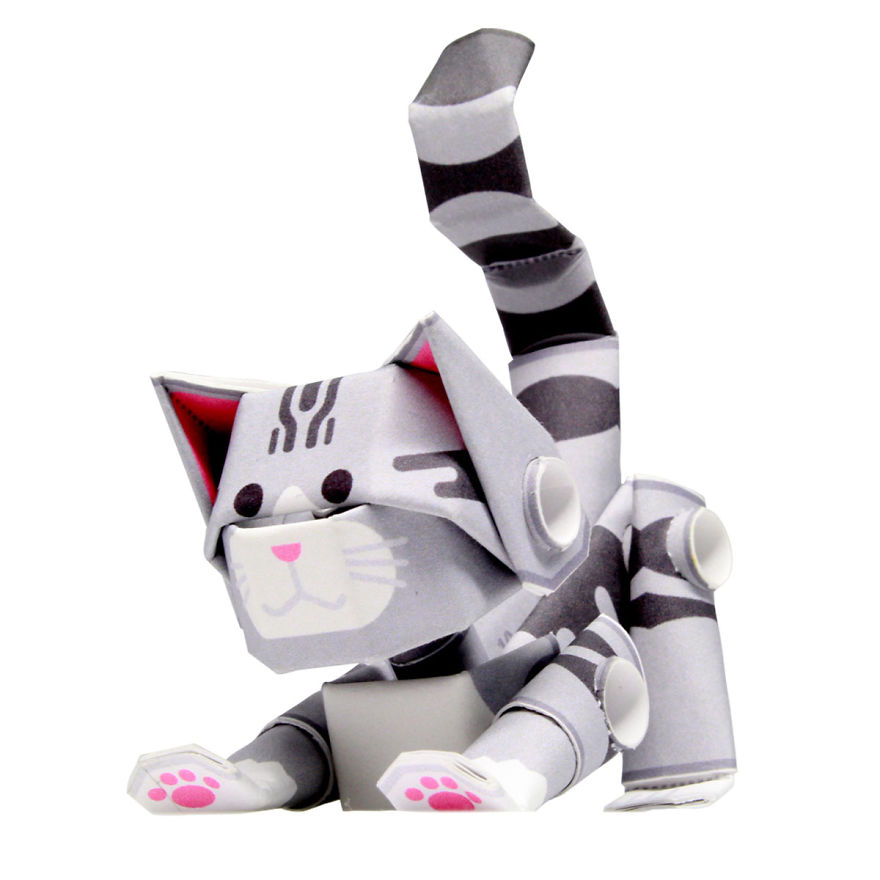Build A Cat From Paper Pipes - With Moving Joints!