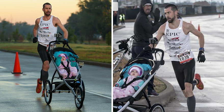 Dad Wins Half-Marathon While Pushing A Stroller With His Baby