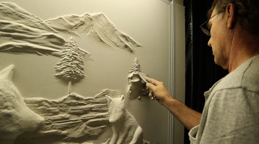 Drywall Worker Creates Stunning 3D Art Using Only Joint Compound
