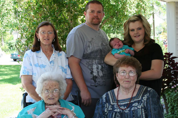 Six Generations From 95 Years To One Month Old