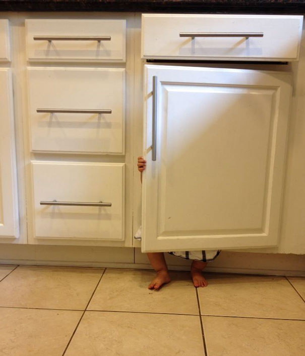 Toddler In A Perfect Hiding Place
