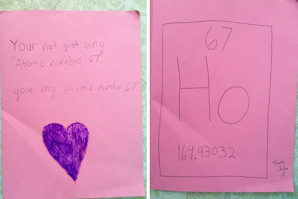 My Son's Chemistry Teacher Asked Him To Make A Valentine's Day Card Related To Chemistry