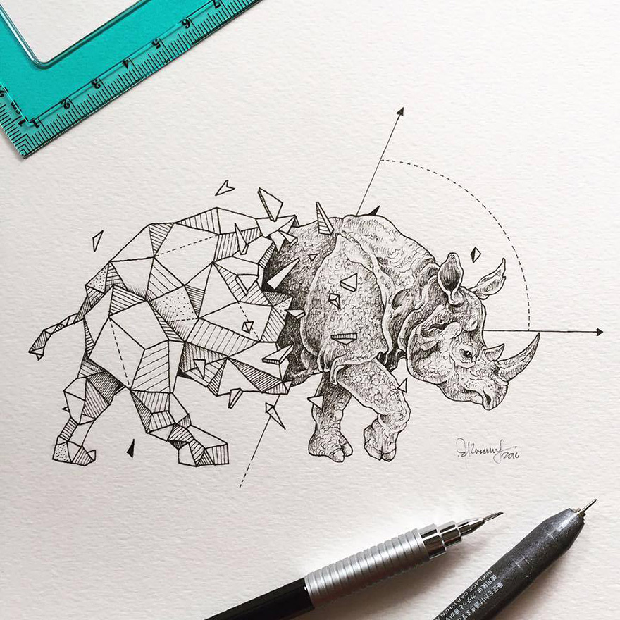 Kerby Rosanes - Geometric Beasts rinoceronte