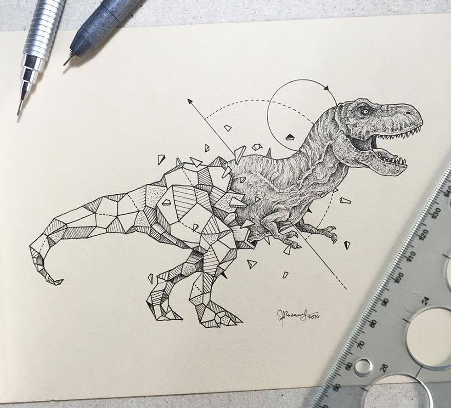 Kerby Rosanes - Geometric Beasts dinosaurio