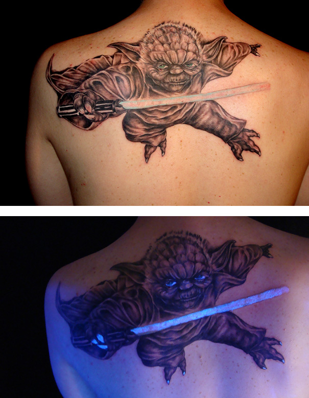Glow In The Dark Yoda Tattoo