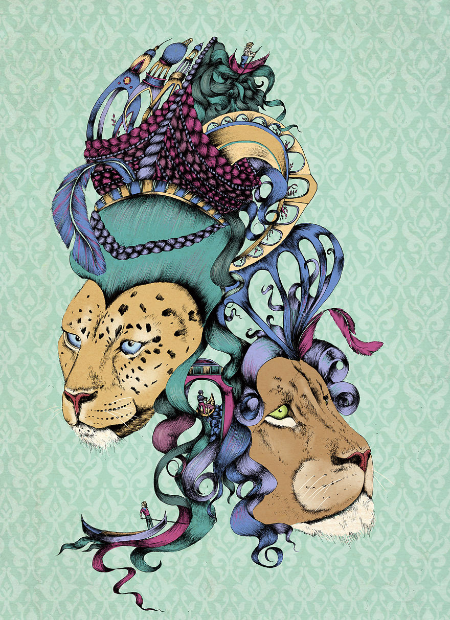 I Illustrated Animals Inspired By Baroque And Rococo Styles