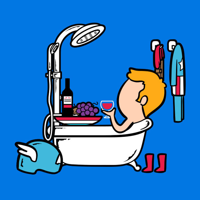 I Illustrated Famous Characters Having A Bath And Showering