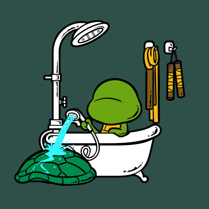 I Illustrated Famous Characters Having A Bath And Showering