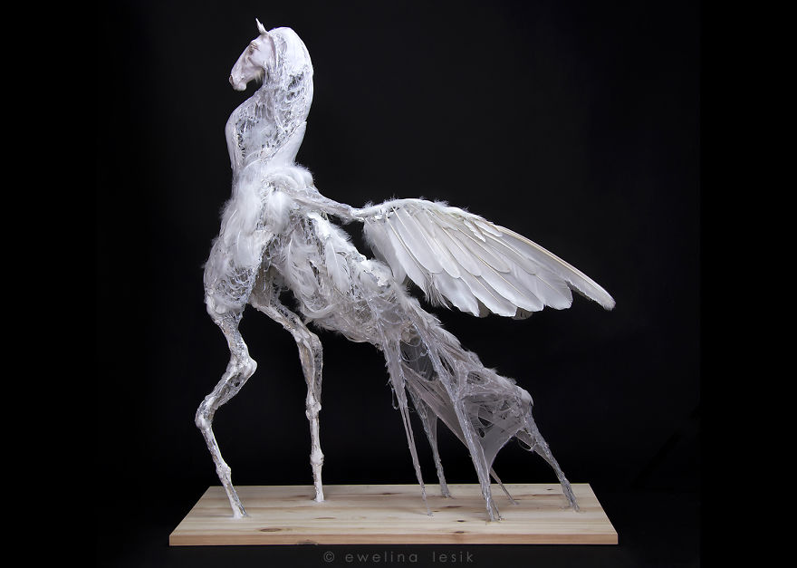 I Made A 'Pegasus' Sculpture From Swan's Feathers