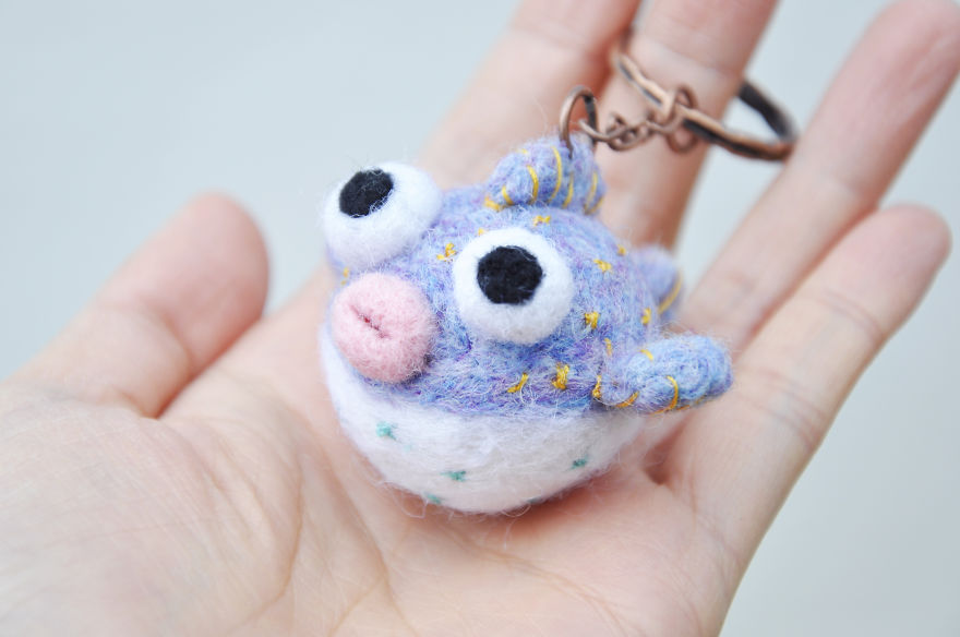 I Made This Felted Pufferfish Keychain