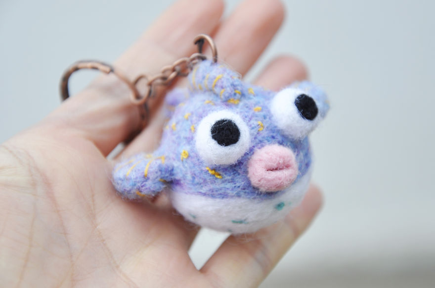 I Made This Felted Pufferfish Keychain