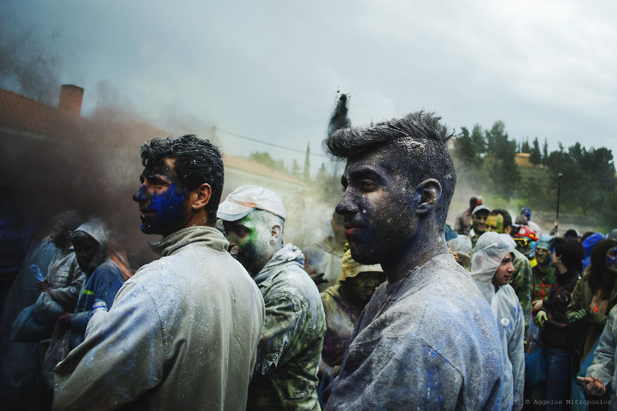 I Participated In A Colored Flour War In Galaxidi, Greece