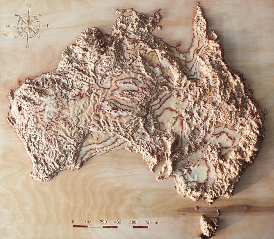 I'm Carving Maps In Wood Using Real Satellite Data