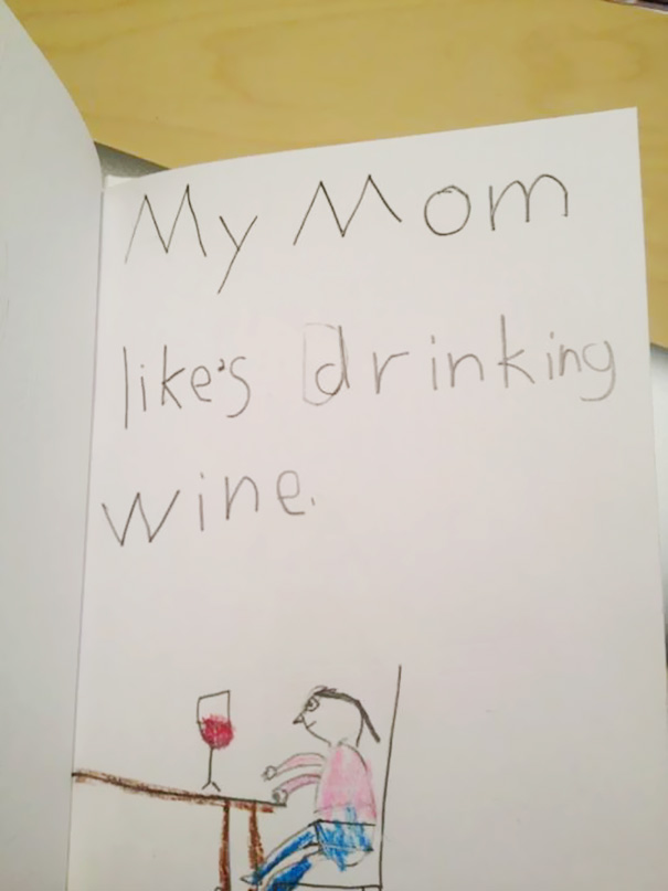 My Friend's Daughter Had A School Assignment To Write One Sentence About A Family Member And Draw A Picture About It