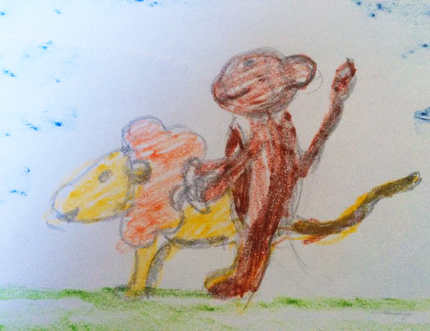 This Was My Daughters Artwork About A Monkey And A Lion