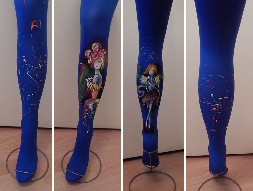 Instead Of Canvas, I Use Women's Tights For Painting