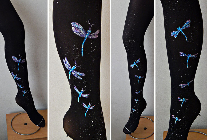 Instead Of Canvas, I Use Women's Tights For Painting