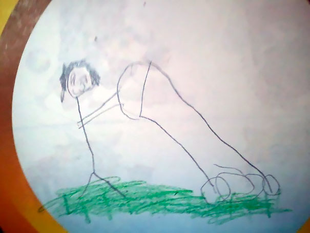 My Friend's Son Drew A Picture Of Mommy Mowing The Lawn