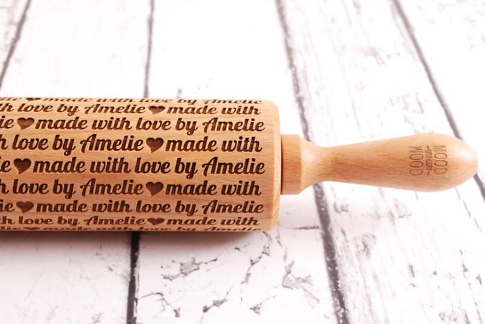 Mood For Wood - Pretty Rolling Pins Laser Engraved