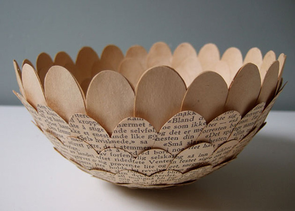 Old Books Repurposed Into Paper Cups And Saucers By Cecilia Levy