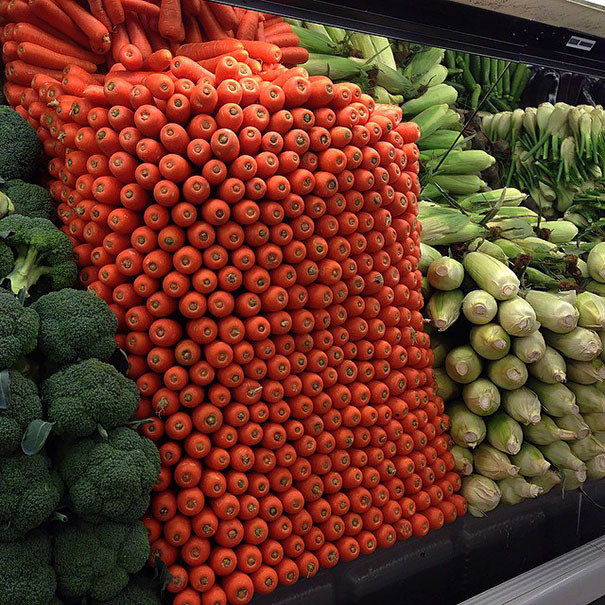Carrots Stacked At The Supermarket