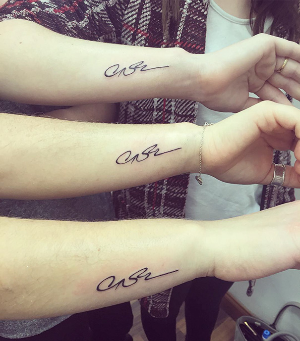 3 Sisters With There Pupas Signature Tattoos