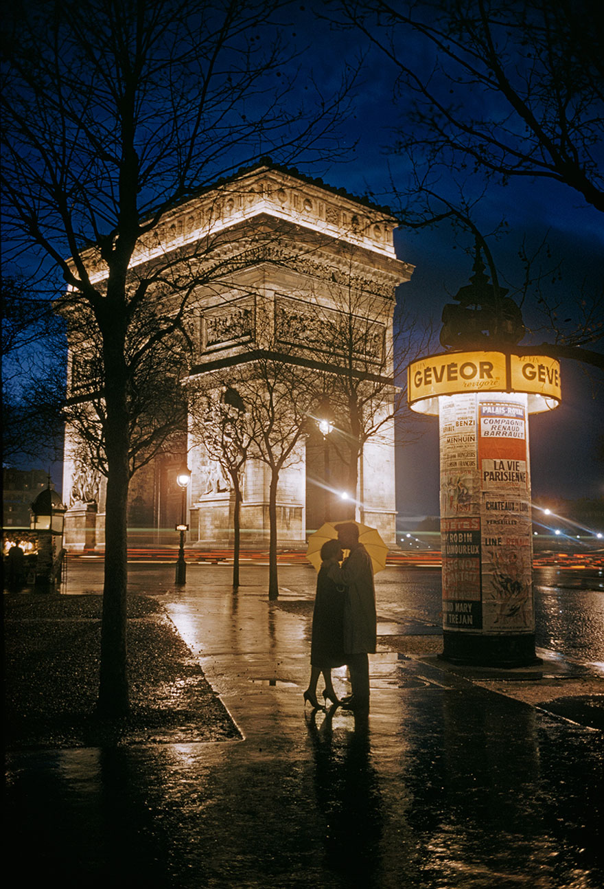 Young Lovers Embrace Beside The Arc De Triomphe In Paris, 1960