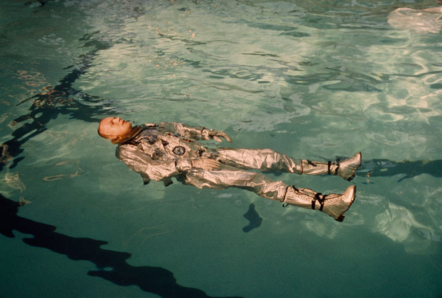 Astronaut Neil Armstrong Floats In His Space Suit In A Pool Of Water In 1967