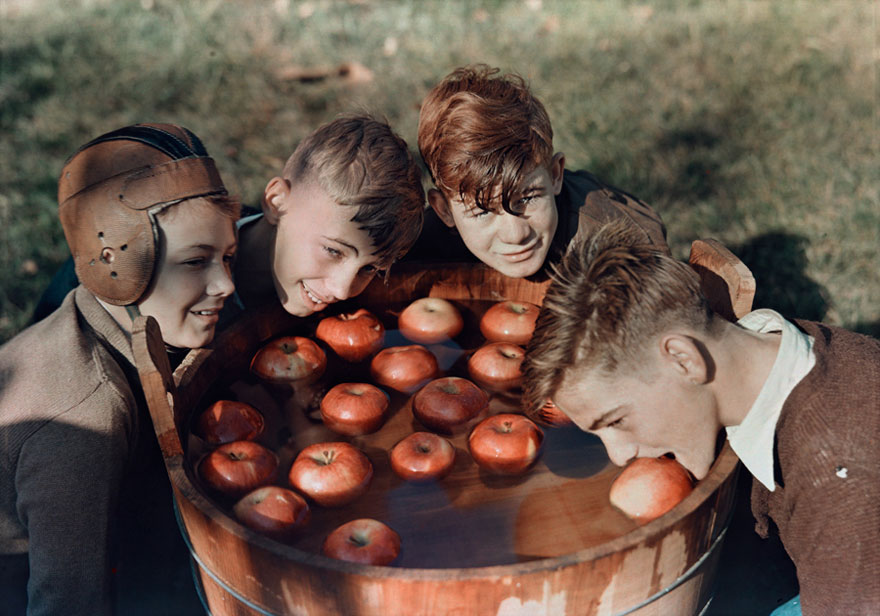 Four Boys Bob For Apples In Martinsburg, West Virginia, 1939