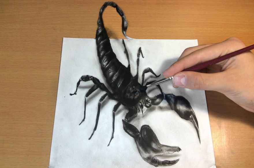 3d Scorpion Drawing/amazing Realistic Illusion! How To Draw 3d