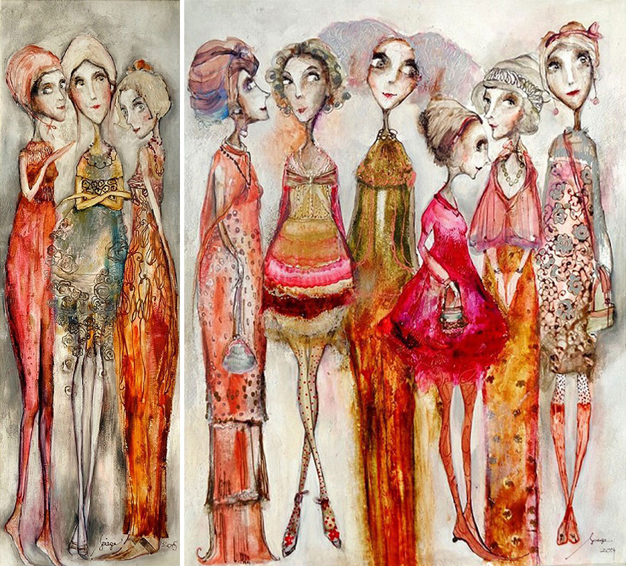 Lithuanian Artist Sniege Paints Hundreds Of Stylish French Ladies