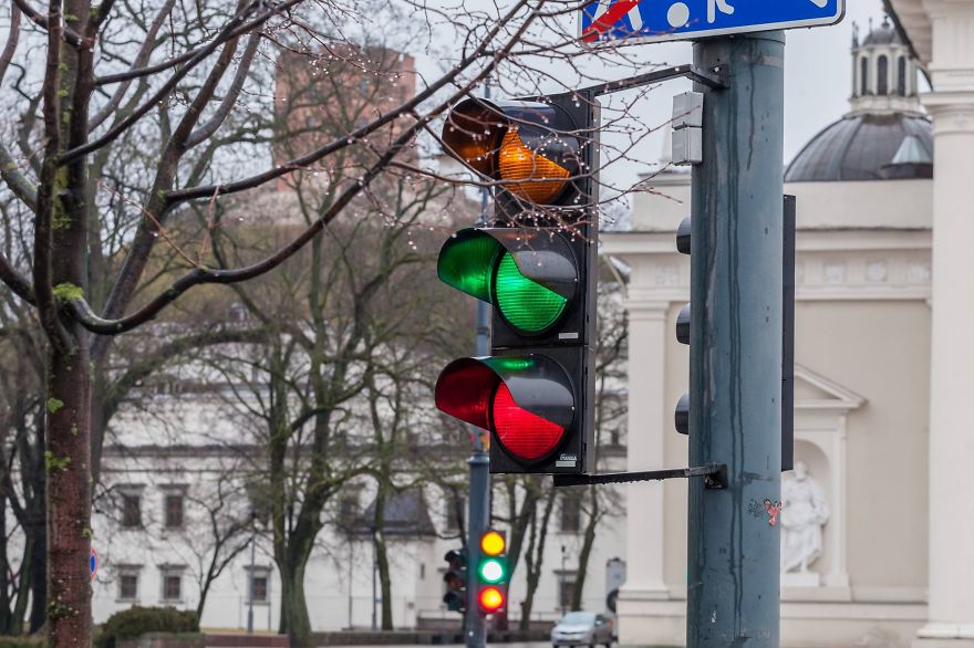 Vilnius Traffic Lights Adopt The Colors Of The Lithuanian Flag To Celebrate The Independence Day