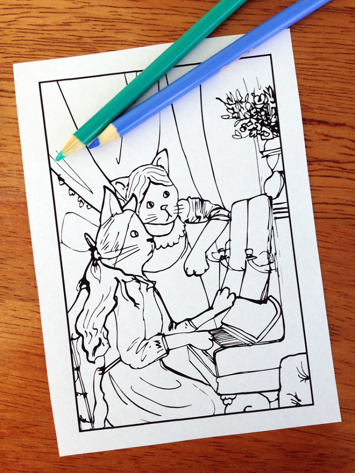 Famous Paintings Reimagined With Felines In A Cat-Themed Coloring Book
