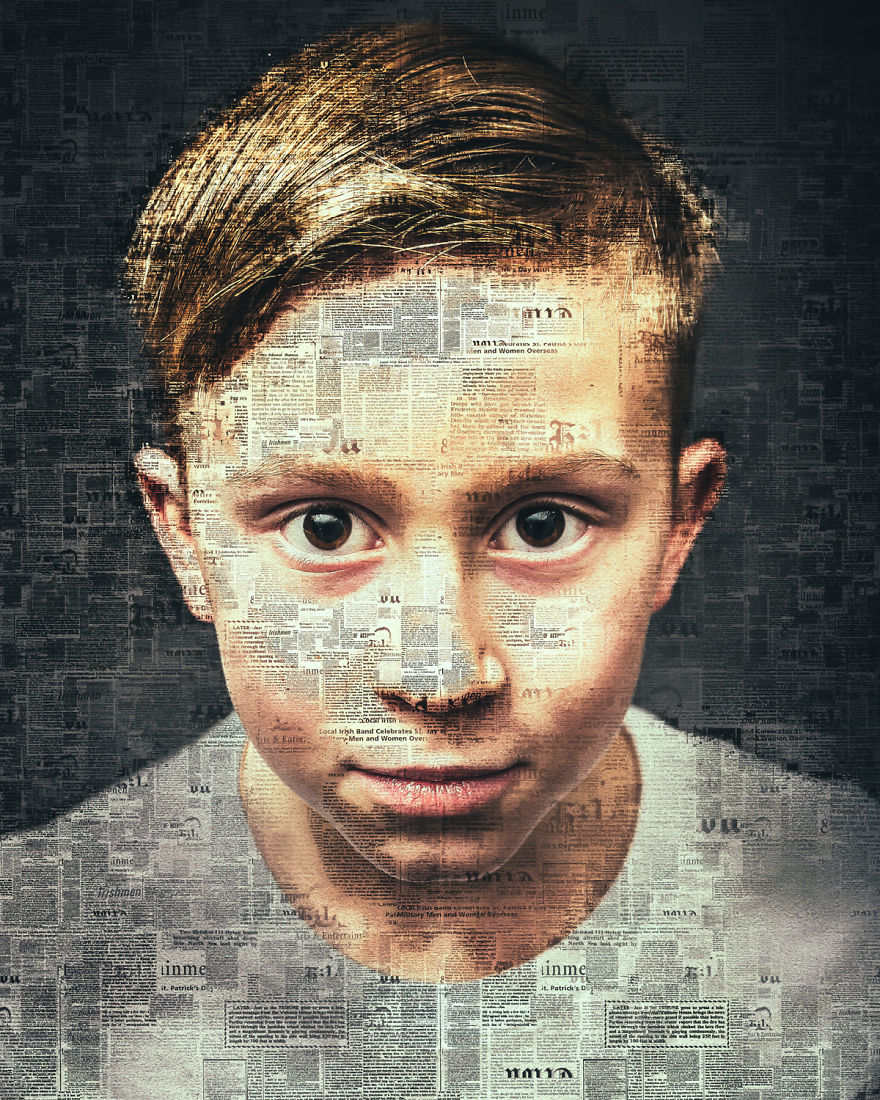 I Use Newspapers To Create Portraits That Depict Communication During WWII