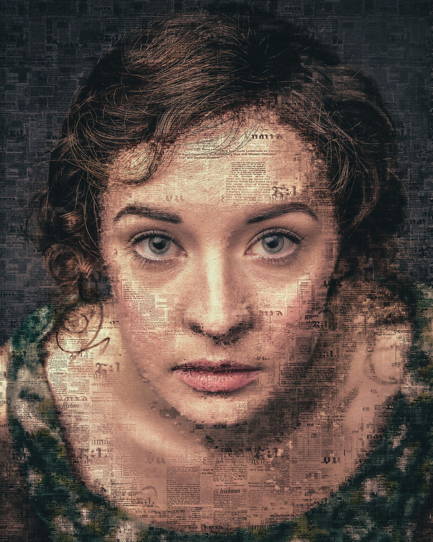 I Use Newspapers To Create Portraits That Depict Communication During WWII