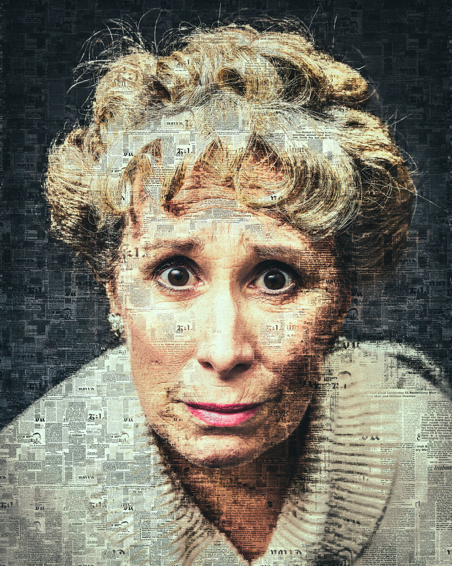 I Use Newspapers To Create Portraits That Depict Communication During WWII