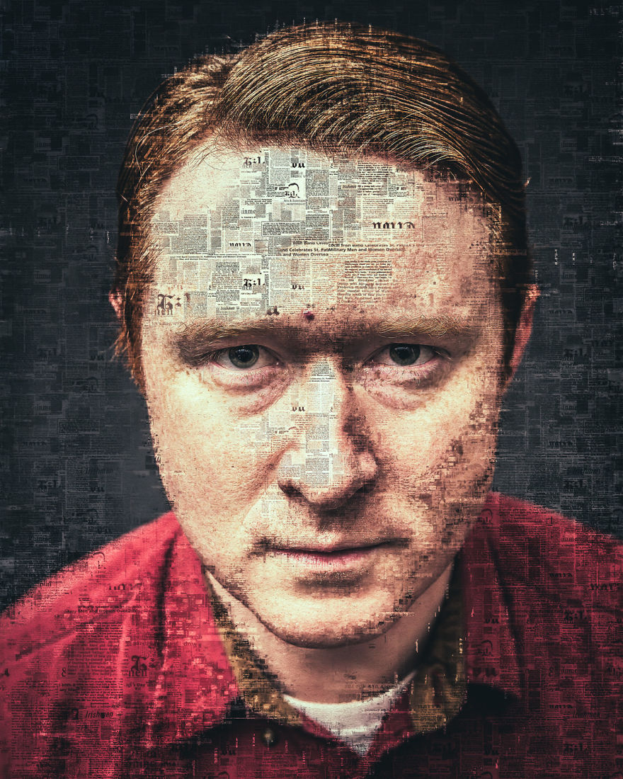 I Use Newspapers To Create Portraits That Depict Communication During WWII