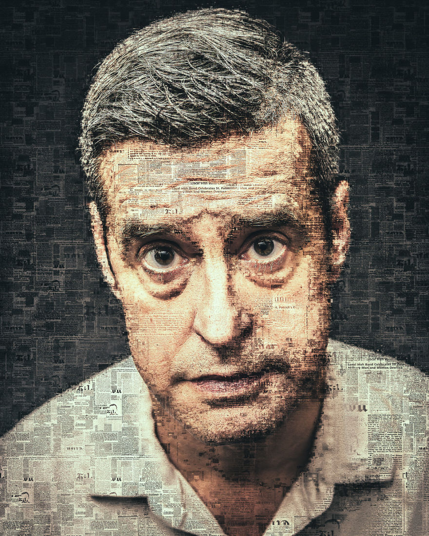 I Use Newspapers To Create Portraits That Depict Communication During WWII