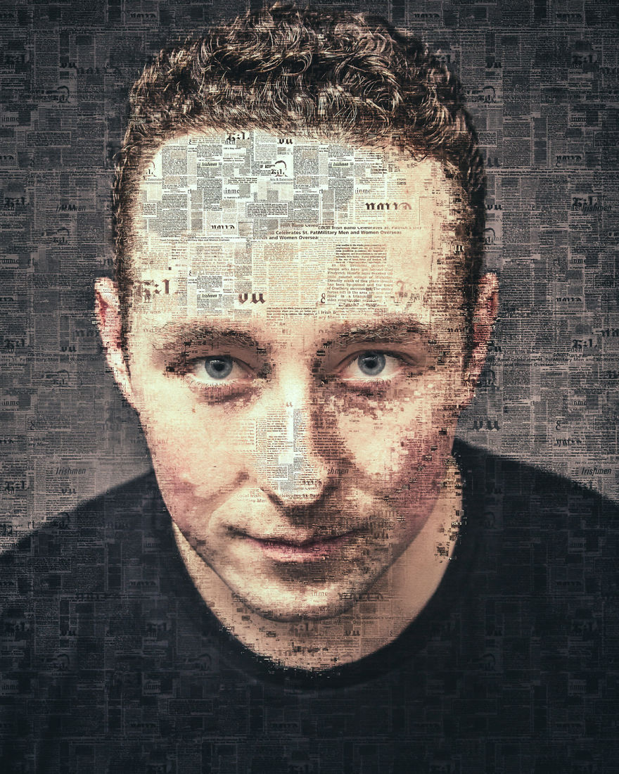 I Use Newspapers To Create Portraits That Depict Communication During WWII