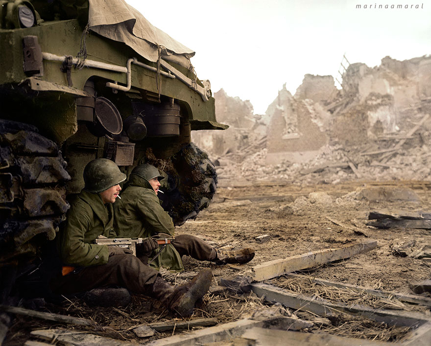 Two U.s. Soldiers Of C Company, 1944