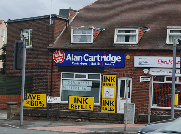 Printer ink shop sign ‘Alan Cartridge’