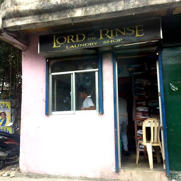 Laundry shop sign ‘Lord of the Rinse’