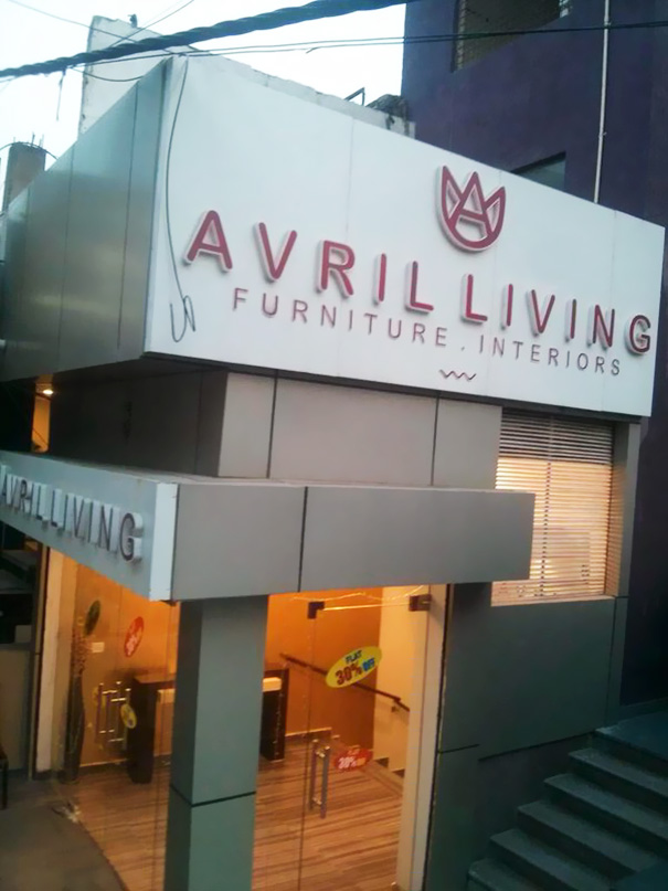 Furniture shop sign ‘AVRIL LIVING’