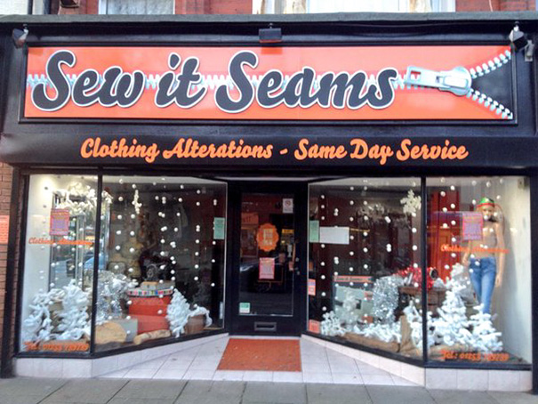 Clothing shop sign ‘Sew it Seams’