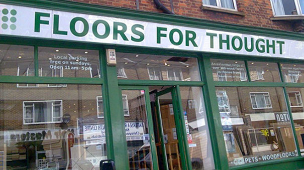 Carpet & Flooring shop sign ‘FLOORS FOR THOUGHT’