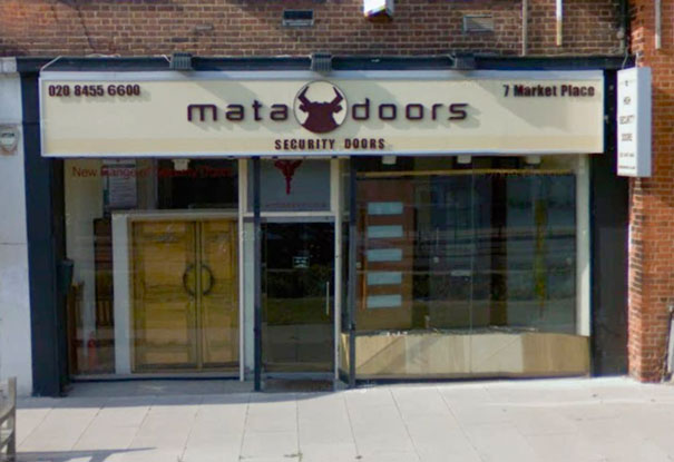 Security doors shop sign ‘mata doors’