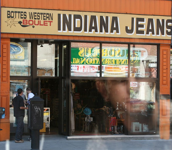 Clothing shop sign ‘INDIANA JEANS’