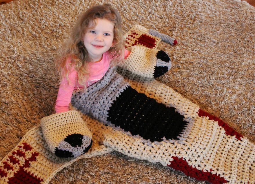 Crocheted X-Wing Starfighter Blanket That I Made To Keep The Force Warm